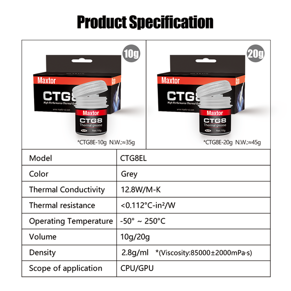 Maxtor CTG8EL 12.8W/m-k Thermal Paste for CPU GPU