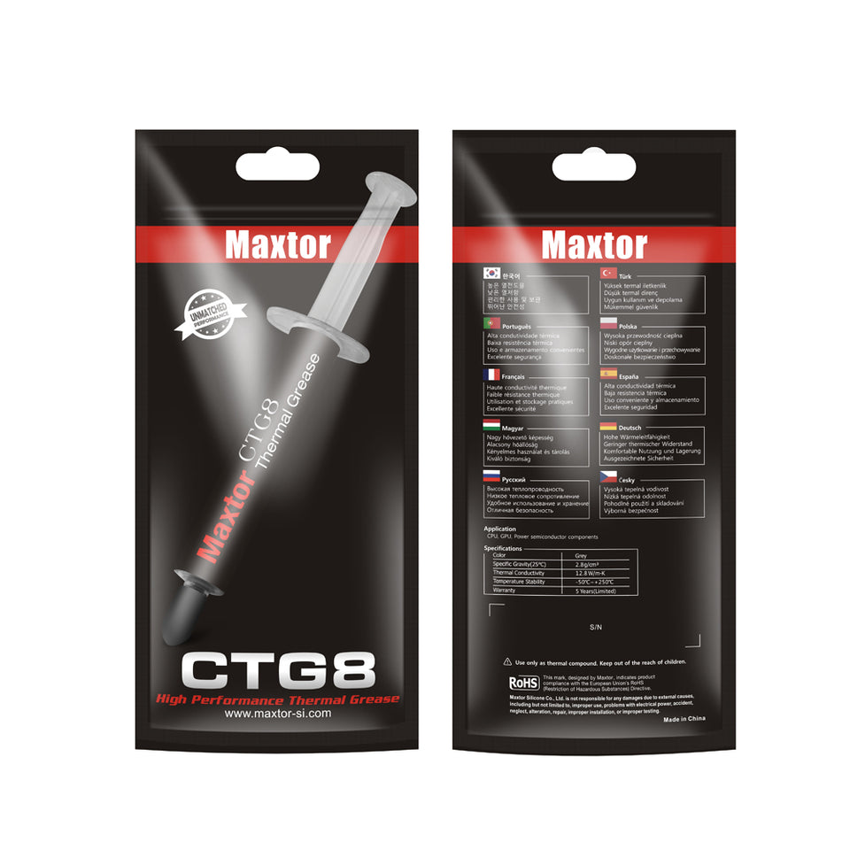 Maxtor CTG8 thermal grease retail pouch front and back