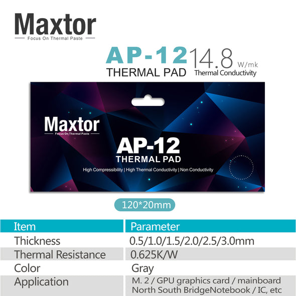 Maxtor AP-12 14.8W/m-k Thermal Pad  for GPU CPU