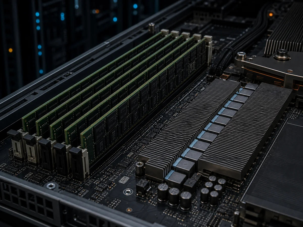 Conceptual server VRM and memory interface scene.